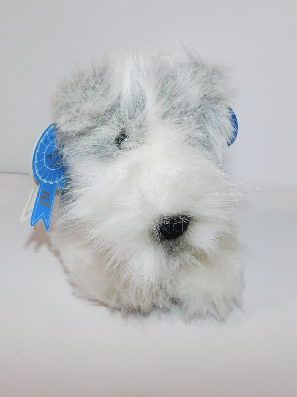 VTG 1985 Ganz Blue Ribbon Series Terrance Gray White Terrier Dog Plush HBR101